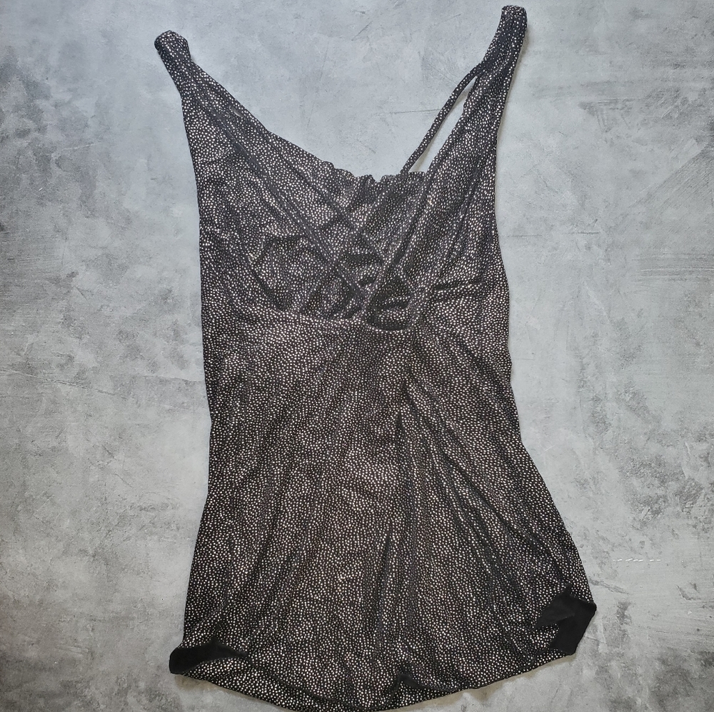 NWT CHASER Glitter Strappy Cowl Neck Black Top Large - Picture 10 of 10